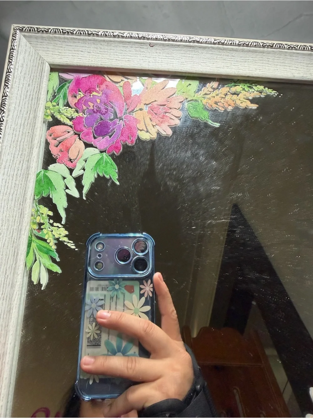 Floral mirror frame stand luke 1:45 verse cute home decor table decor